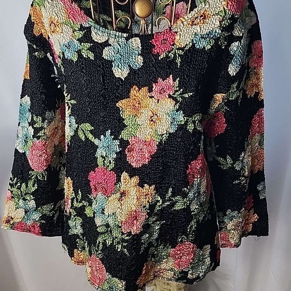 Y2k Floral Crinkle Top Whimsigoth Fairy Goth
